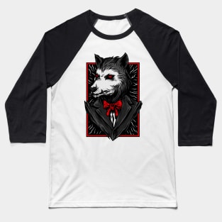 Big Bad Wolf Suit Black Red Baseball T-Shirt